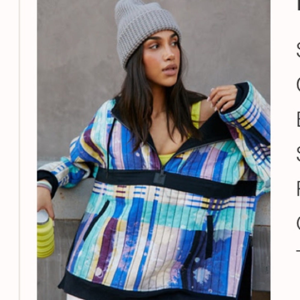 Beach plaid hoodie. Free people movement. Size XS. Runs large. Never been worn.
